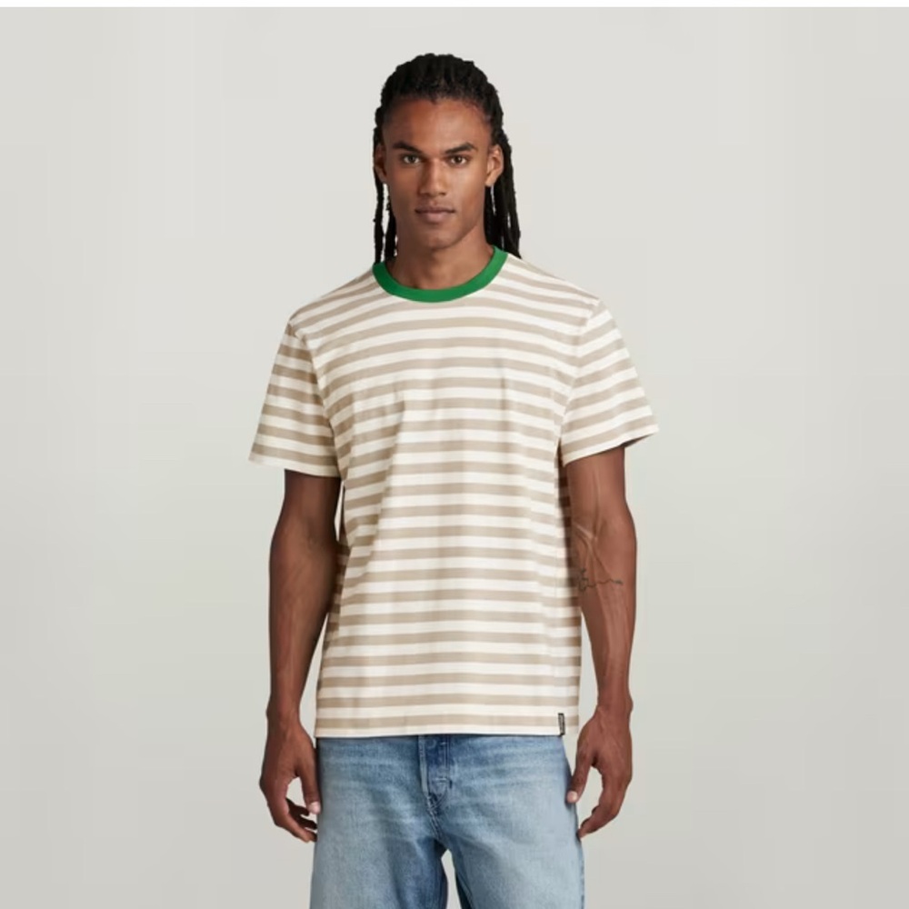 NWT G-Star Raw Essential Stripe Loose T-Shirt, Multi Color, Sz S, 100% C…